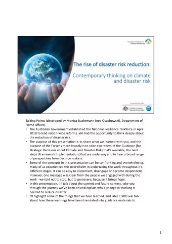 Talking Points (developed by Monica Buchtmann (nee Osuchowski), Department of  Home Affairs).