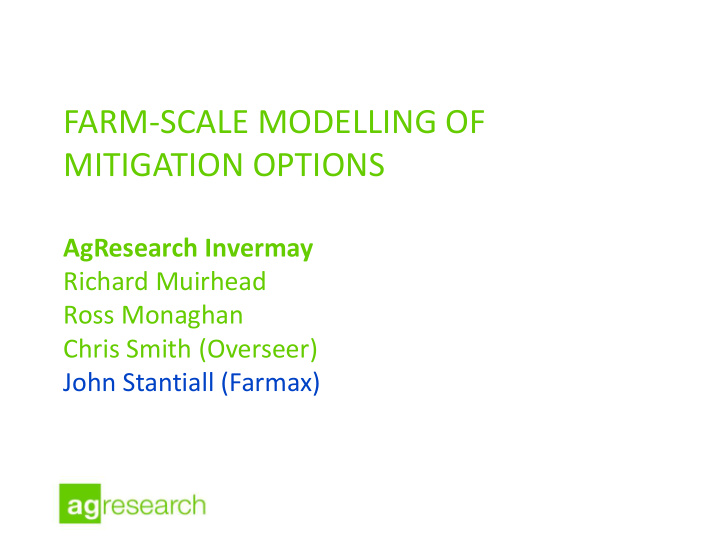farm scale modelling of mitigation options