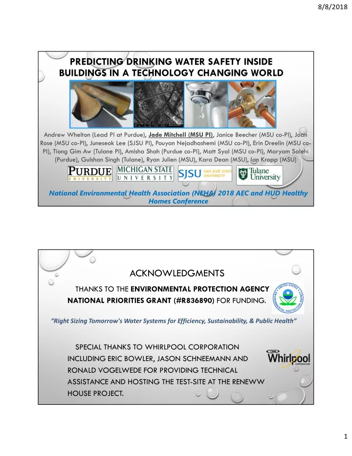 predicting drinking water safety inside buildings in a