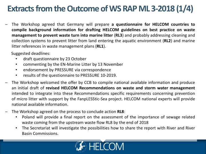 extracts from the outcome of ws rap ml 3 2018 1 4