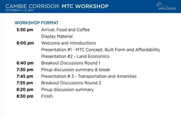 cambie corridor mtc workshop