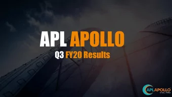 APL APOLLO  Q3 FY20 Results  1  Safe Harbour  Except for the historical information contained