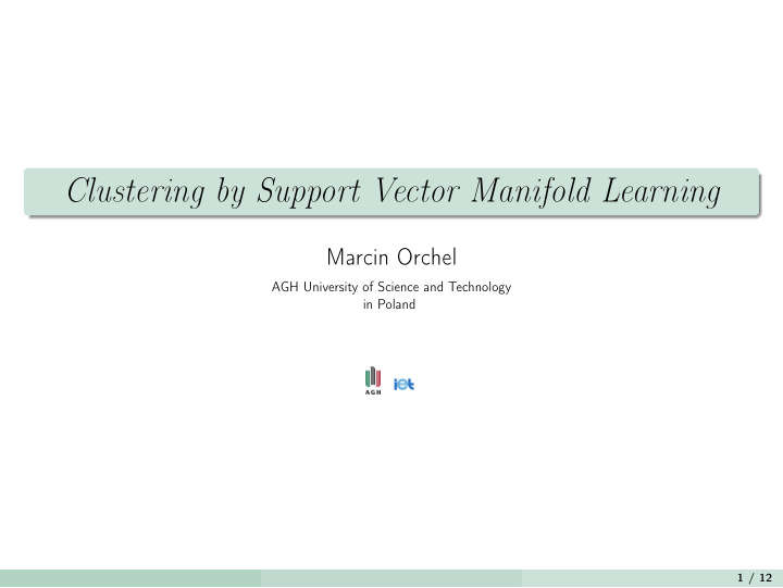 clustering by support vector manifold learning