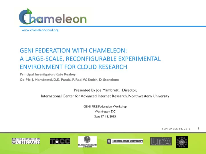 geni federation with chameleon a large scale