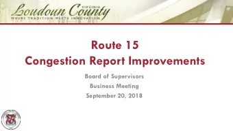 Route 15  Congestion Report Improvements  Board of Supervisors  Business Meeting  September 20,