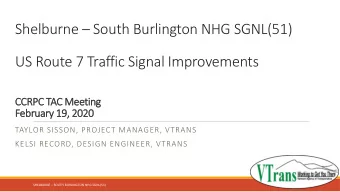 Shelburne  South Burlington NHG SGNL(51)  US Route 7 Traffic Signal Improvements  CCR  CCRPC T