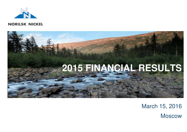 2015 financial results