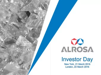 Investor Day  New York, 21 March 2016  London, 23 March 2016  Disclaimer The information contained
