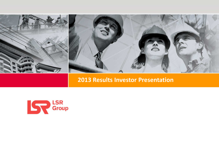 2013 results investor presentation disclaimer