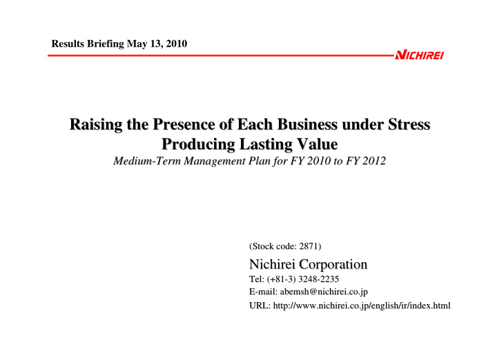 raising the the presence of each business under stress