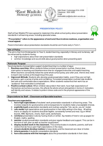 1 Expectations for EAs EAs are to be guided by the presentation p olicy when working with