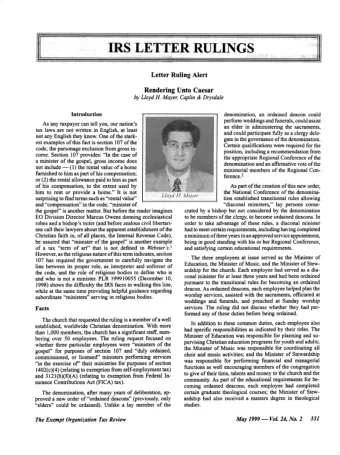 Letter Ruling Alert  Rendering  Unto  Caesar  by Lloyd II Mayel; Caplin &amp; Drysdale