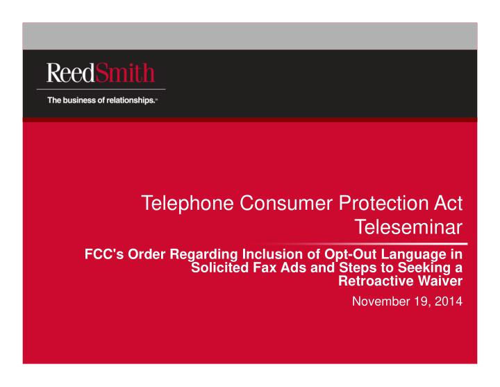telephone consumer protection act teleseminar