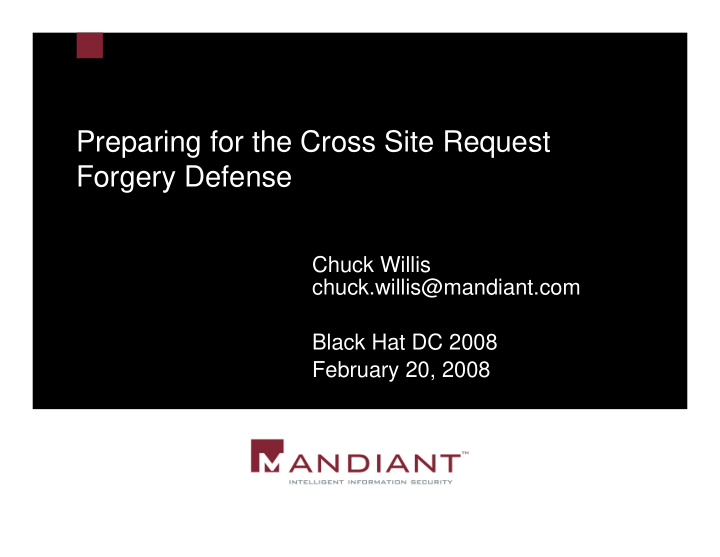 preparing for the cross site request forgery defense