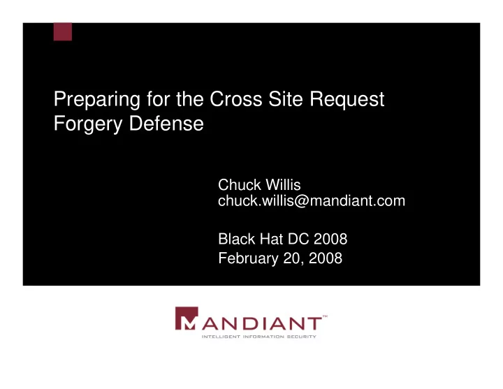 preparing for the cross site request forgery defense