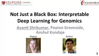 Not Just a Black Box: Interpretable  Deep Learning for Genomics  Avan&gt; Shrikumar, Peyton
