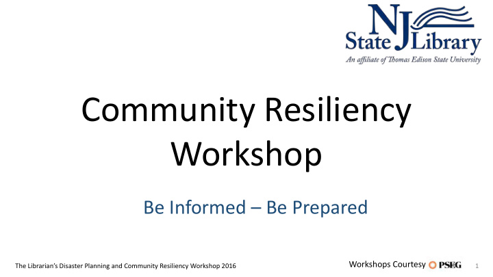 community resiliency workshop