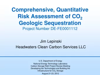 Risk Assessment of CO 2 Geologic Sequestration  Project Number DE-FE0001112  Jim Lepinski