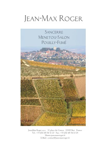 Jean-Max Roger  Sancerre  Menetou-Salon Pouilly-Fum  Jean-Max Roger s.a.s.   11 place du Carrou