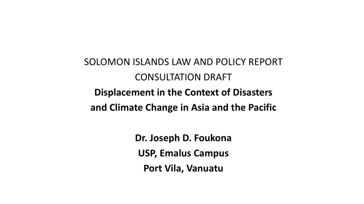 solomon islands law and policy report consultation draft