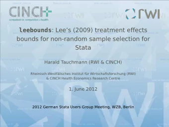 leebounds : Lees (2009) treatment effects  bounds for non-random sample selection for  Stata