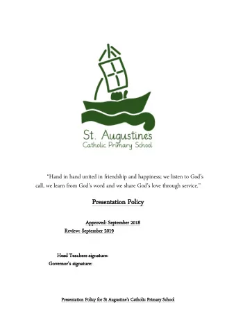 Presen  Presentation  tation Policy  Policy  App  pprov  oved: Sep  ed: Septembe  ember 2018  2018