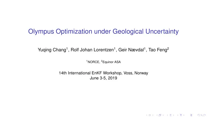 olympus optimization under geological uncertainty