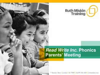 Read Write Inc. Phonics  Parents Meeting  Who is Read Write Inc.  Phonics for?  Read Write Inc.