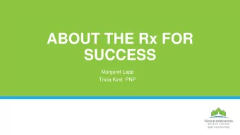 ABOUT THE Rx FOR  SUCCESS  Margaret Lapp  Tricia Kirst, PNP   Strength Based, Participatory