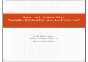 State aid control in the Western Balkans:  Would a different institutional design improve the