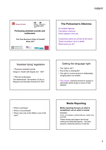 The Policemans Dilemma  House of Lords  National Mental Capacity  Forum  An isolated highway