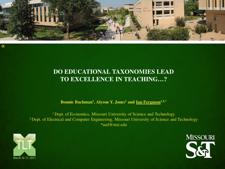 do educational taxonomies lead to excellence in teaching