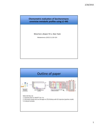 Outline of paper What did they do: 1: Exposed yeast to 30/45  C for 1 hr 2: Extracted sample and