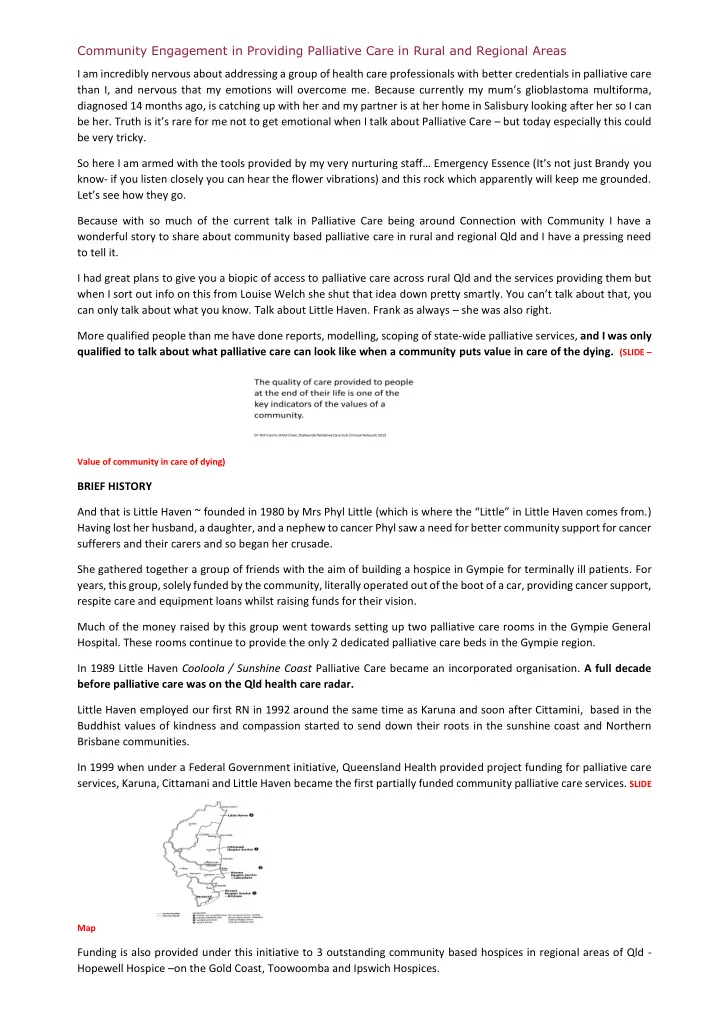 community engagement in providing palliative care in