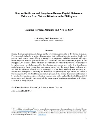 Shocks, Resilience and Long-term Human Capital Outcomes:  Evidence from Natural Disasters in the