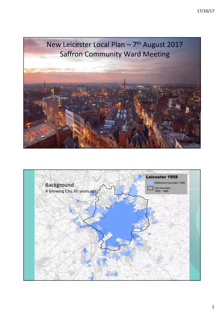 new leicester local plan 7 th august 2017 saffron