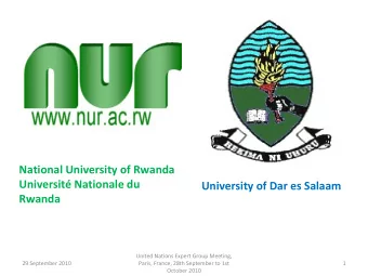 National University of Rwanda  Universit Nationale du University of Dar es Salaam  Rwanda United