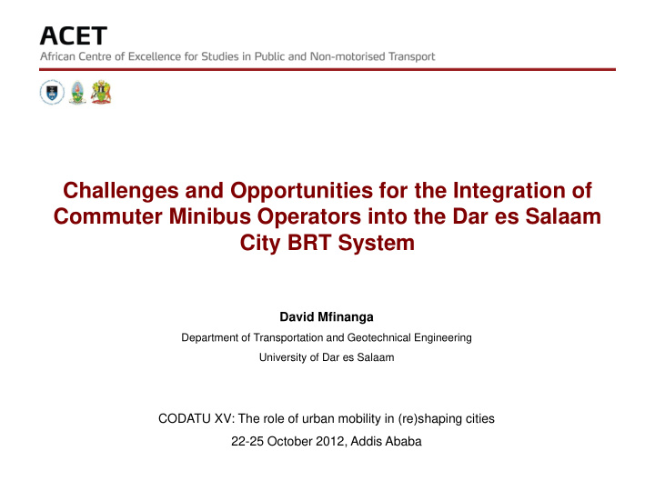 challenges and opportunities for the integration of