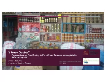 &quot;I Have Doubts  Perspectives on Food Safety in Peri-Urban  Tanzania among Adults  Affected