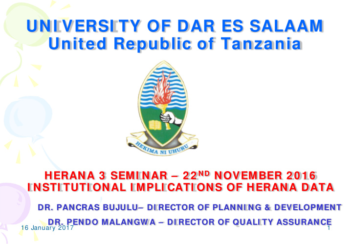 uni versi ty of dar es salaam united republic of tanzania