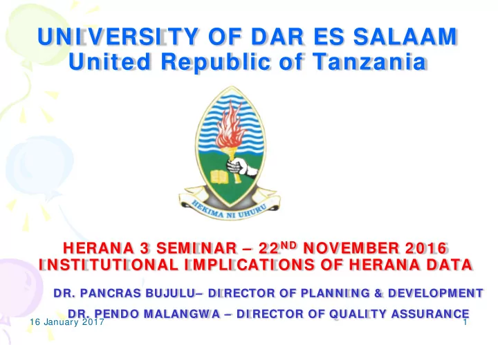 uni versi ty of dar es salaam united republic of tanzania