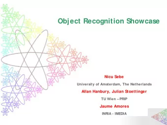 Object Recognition Showcase  Nicu Sebe  University of Amsterdam, The Netherlands  Allan Hanbury,
