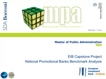 EIB Capstone Project  National Promotional Banks Benchmark Analysis   This capstone project has