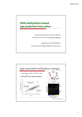 DNA methylation-based  age prediction from saliva  Sae Rom Hong, Sang-Eun Jung, Eun Hee Lee,