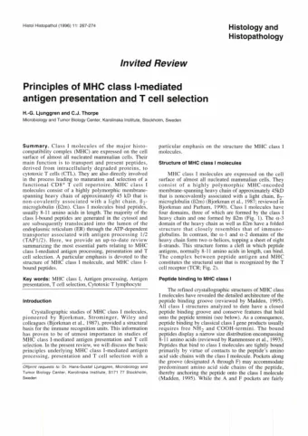 vie  w Principies of MHC class 1-mediated antigen presentation and T cell selection H.-G. Ljunggren