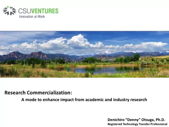 Research Commercialization:  A mode to enhance impact from academic and industry research