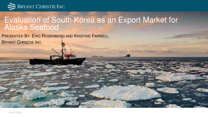 evaluation of south korea as an export market for alaska