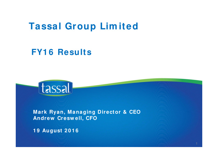 tassal group lim ited