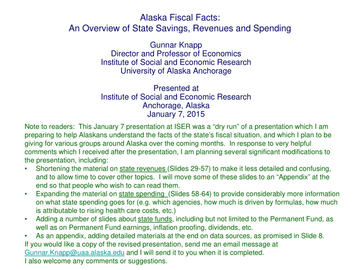 alaska fiscal facts an overview of state savings revenues