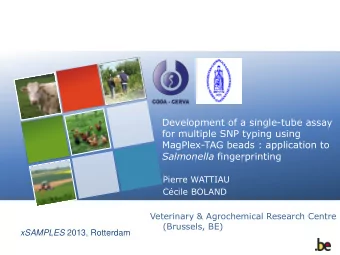 MagPlex-TAG beads : application to Salmonella fingerprinting  Pierre WATTIAU  Ccile BOLAND